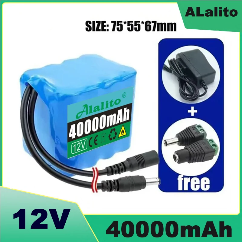 NEW 12V 3S4P 40000mah battery 18650 Li-ion 50Ah Rechargeable batteries with BMS Lithium Battery packs Protection Board +Charger
