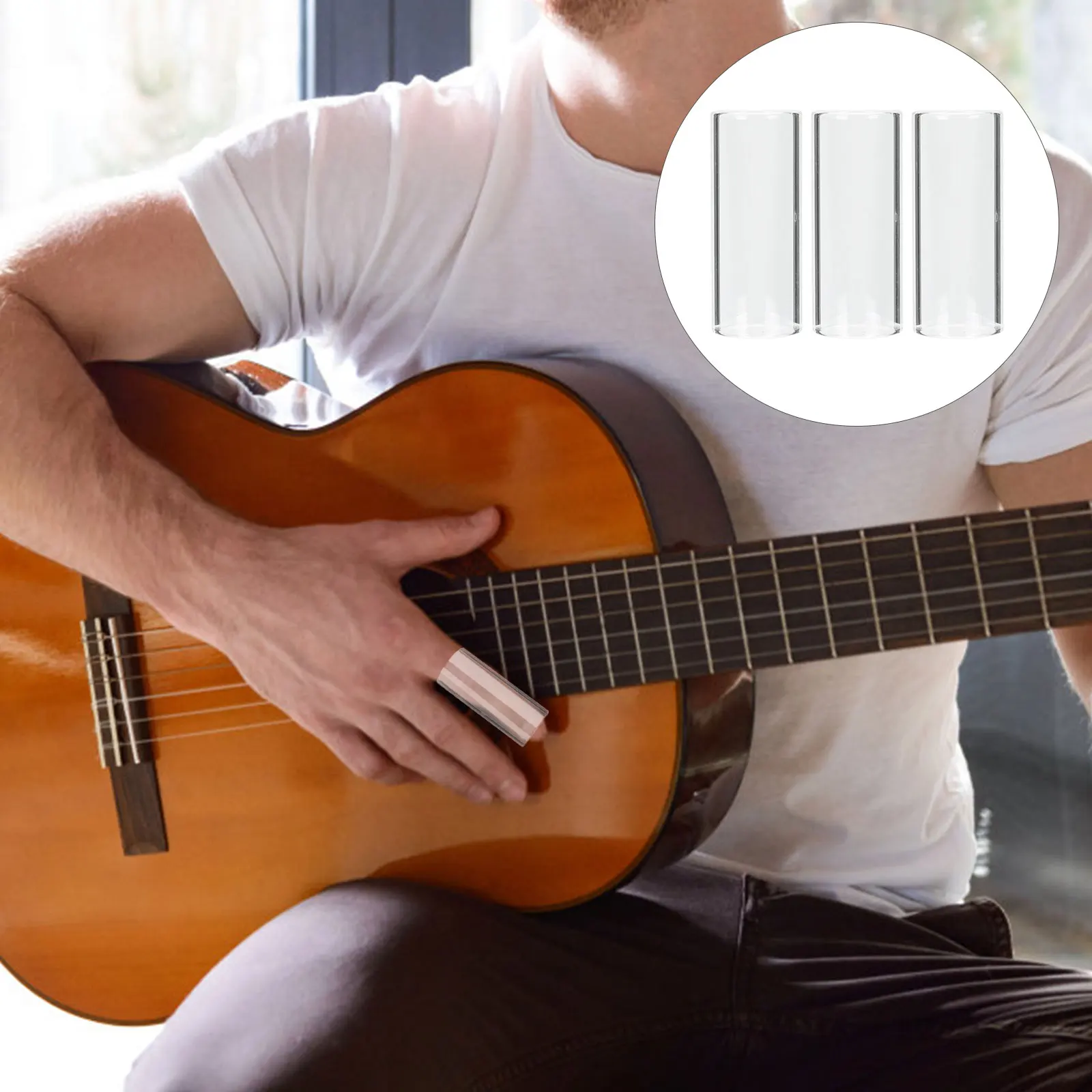 

3Pcs Guitar Finger Protectors Glass Fingertip Covers Practice Flexible Pain Relief Finger Guards for Guitar Banjo Harp