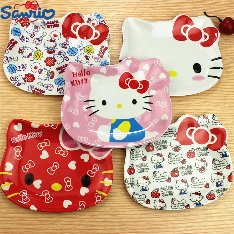 

Hello Kitty Anime My Melody Children Kawaii Dinner Plate Kindergarten Baby Eating Dinner Plate Cute Fruit Plate Cartoon Snacks