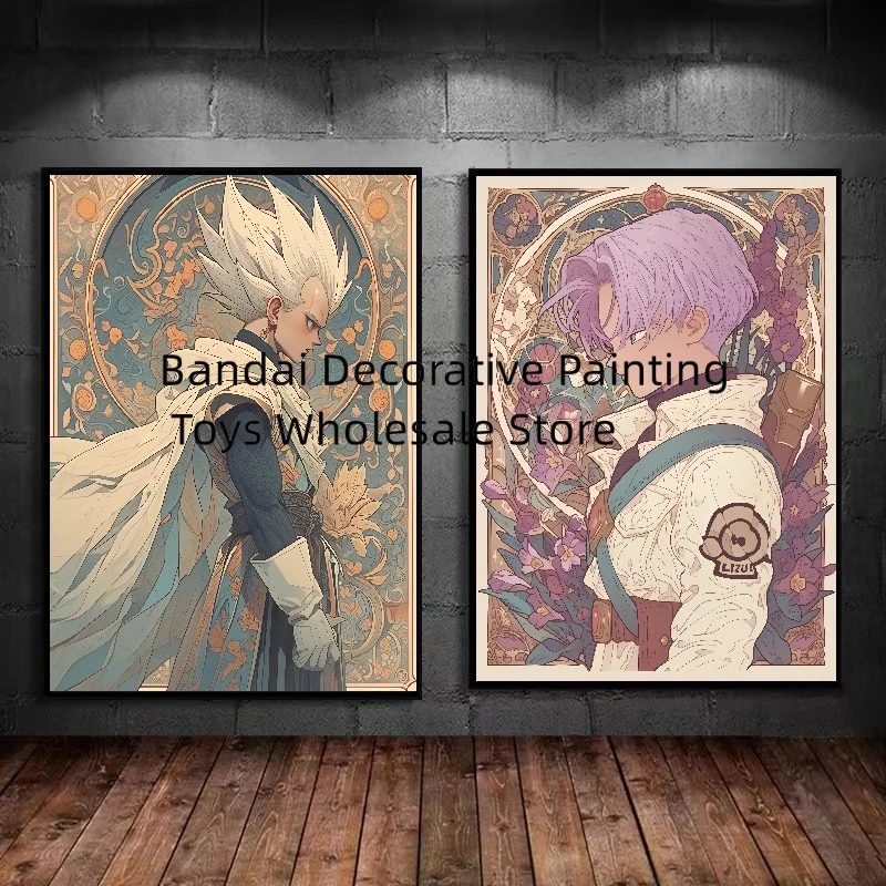 Japanese Anime Dragon Ball Decorative Painting Sun Wukong Super Saiyan Hanging Picture Living Room Bedside Mural Art Decor Gift