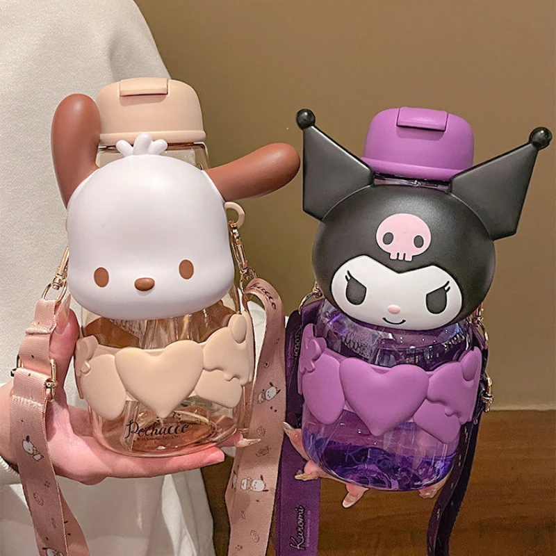 

850 мл Sanrio Cinnamoroll пластиковая чашка аниме Kuromi My Melody HelloKitty Kawaii Спортивная бутылка для воды или кофе детский подарок