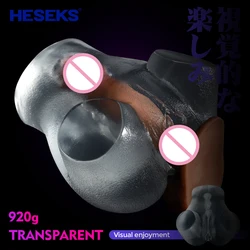 HESEKS Transparent Butt Toys for Men See Through Vagina Anal Channel Masturbator Erotic Sex Toys Male Masturbation Toy