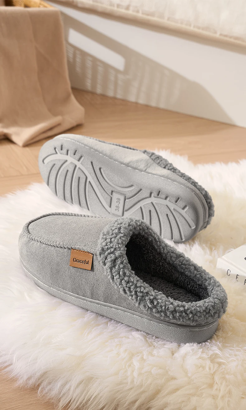 Robuste Vintage-Winter-Baumwollhausschuhe, weich gefüttert mit Fleece, warm, atmungsaktiv, rutschfest, langlebig, gemütlich, für Zuhause, Schlafzimmer und Wohnzimmer. – Detail 16