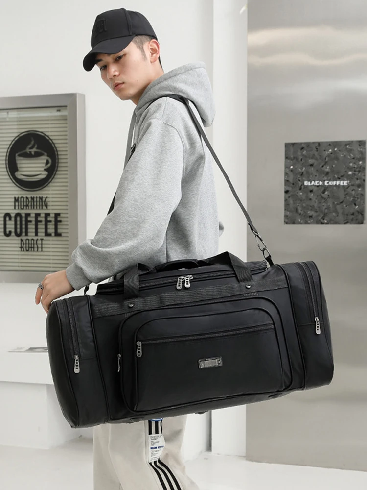 men's-travel-bag-lightweight-large-capacity-handheld-check-in-bag-single-shoulder-fashionable-oxford-cloth-foldable-storage-bag