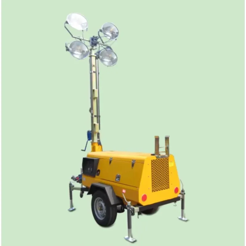 Customized Night Work Light Tower Diesel Power Generation LED Outdoor Trolley Mobile Lift Lighting Lighthouse