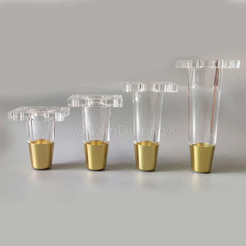 

4PCS Kitchen Cabinet Feet Modern Table Legs Acrylic Legs for Furniture Clear Gold End Cabinet Support Tapered Legs GF1322