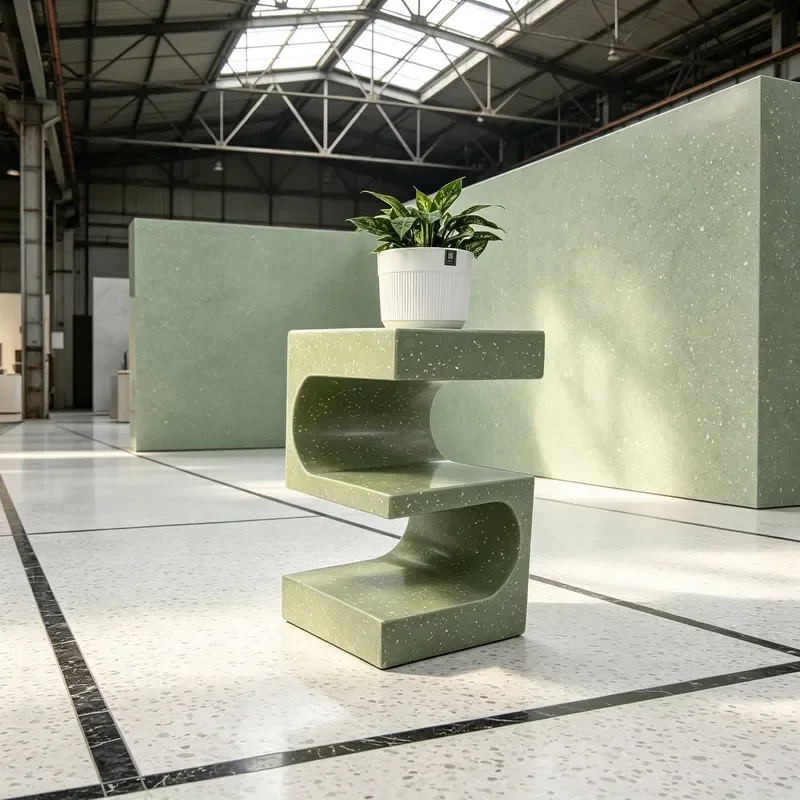 Modern Green Ceramic Side Table Multi Layer Geometric Stand Small Round End Table for Living Room Bedroom Sofa Corner Decor