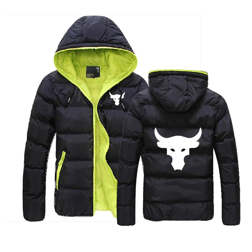 Dwayne Johnson Brahma Bull Tattoo 2024 New Printing Men's Autumn and Winter Six-color Cotton Jacket Casual Hooded Fashion Coat