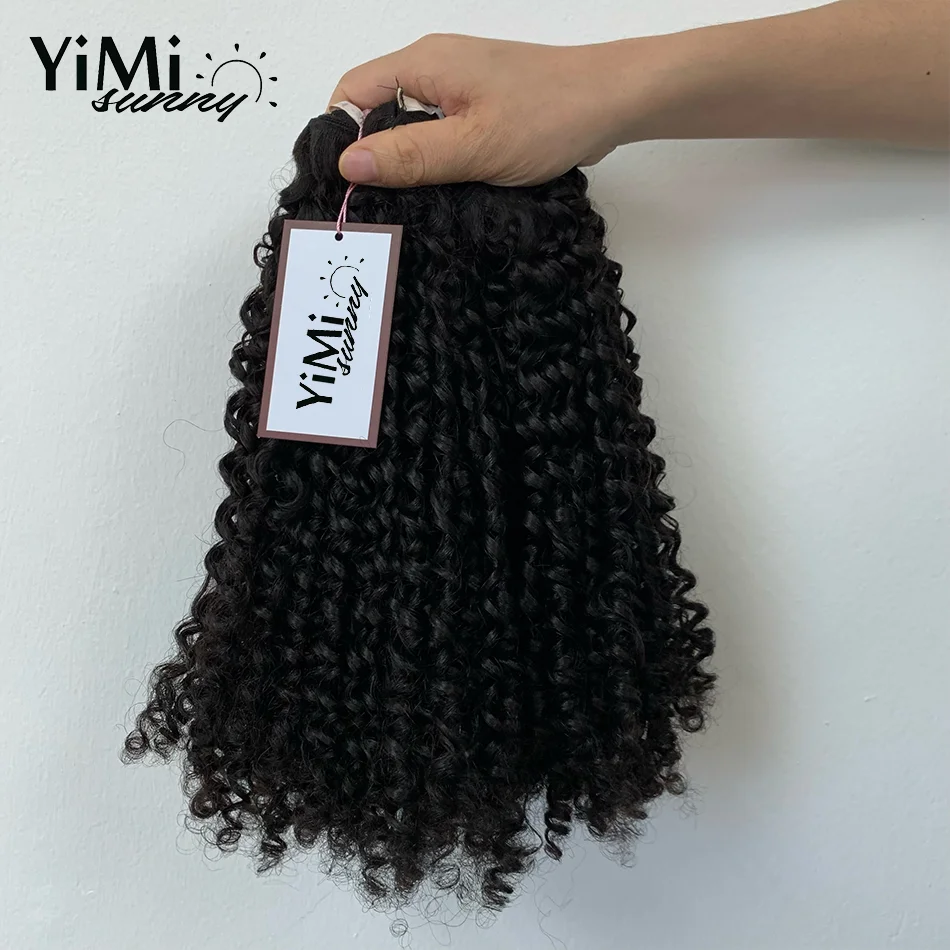 Yimisunny-Cabello humano virgen Remy malayo de rizo profundo 100% sin procesar, tejido de cabello humano malayo, paquete de 4 paquetes, extensión de rizo, trama de cabeza completa, venta al por mayor