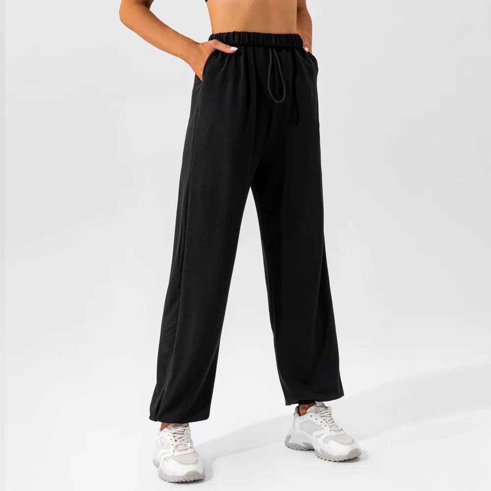 

Casual Women Loose Track Sports Sweatpants Drawstring Outdoor Dance Trousers Commuter's All-matching Straight Sweatpants