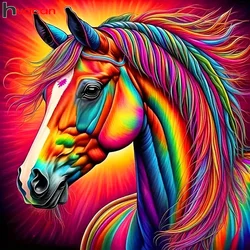 Huacan Diamond Mosaic Animal Full Square Round Diamond Painting Horse Fantasy New Collection Art Home Decor Gift Craft Kit