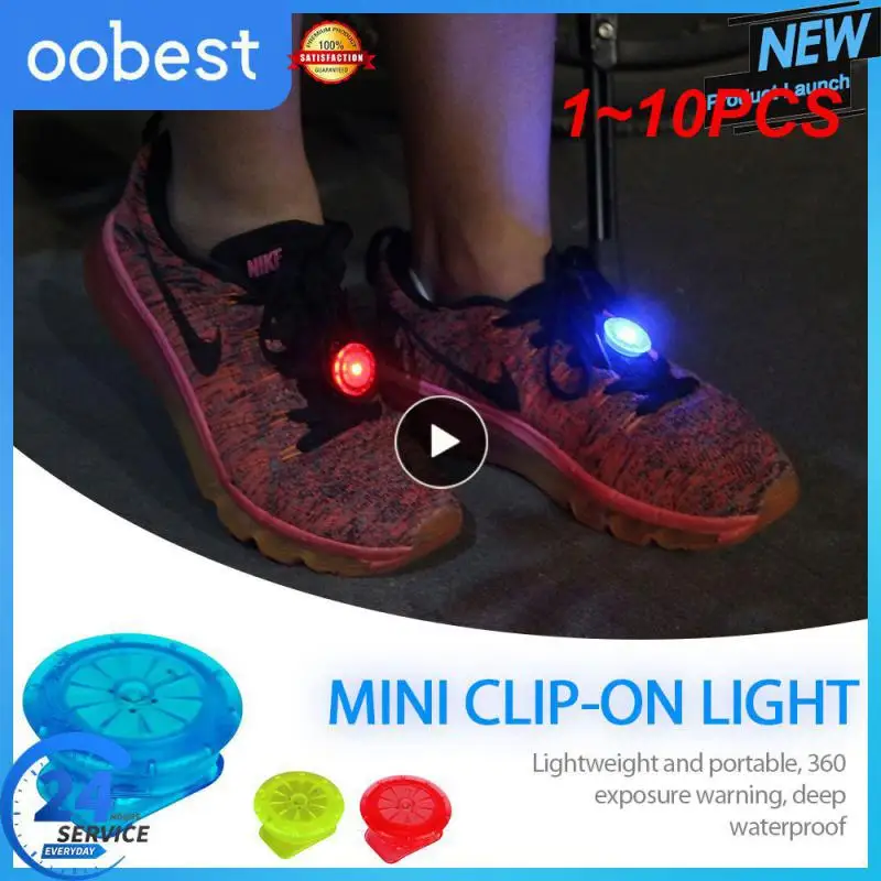 Multifuncional Mini LED Light para corrida noturna, sapato luminoso Clip, luz de advertência, clipes de segurança, ao ar livre, 1-10pcs