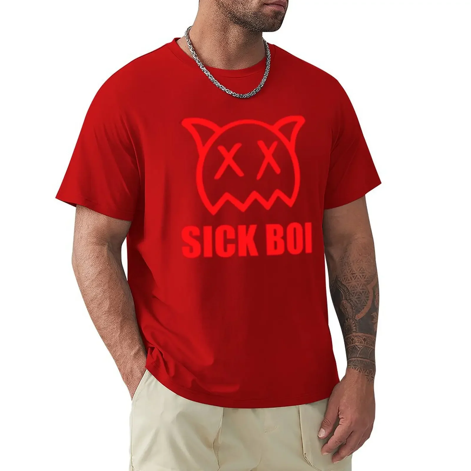 Ren Sick Boi T-Shirt anime clothes kawaii clothes mens champion t shirts Hot Sale Crewneck Round Neck Short Sleeve New Arrival