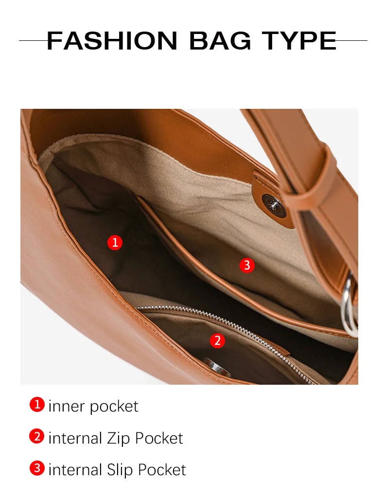 AIDRANI Damen Echtleder Rindsleder Unregelmäßige Halbmond-Umhängetasche Einzel-Schulter Achseldesign Halbkreis-Handtasche – Detail 6