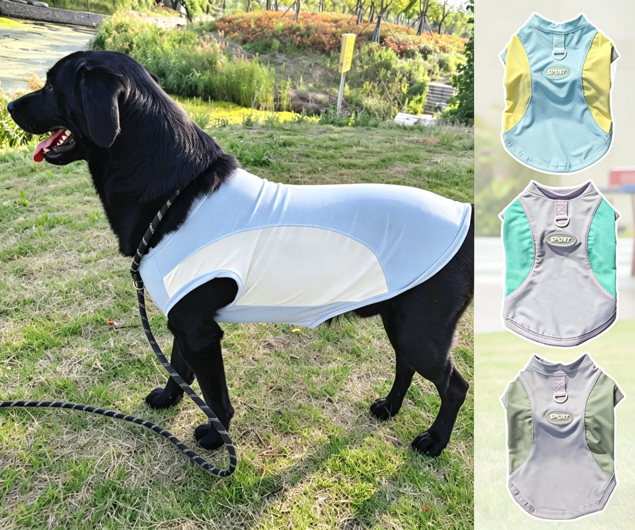

Ice Silk Dog Cooling Vest Summer Sun Protection Anti Heatstroke Outdoor Breathable Pet Coat for Large Dogs Black Dark Fur Dogs