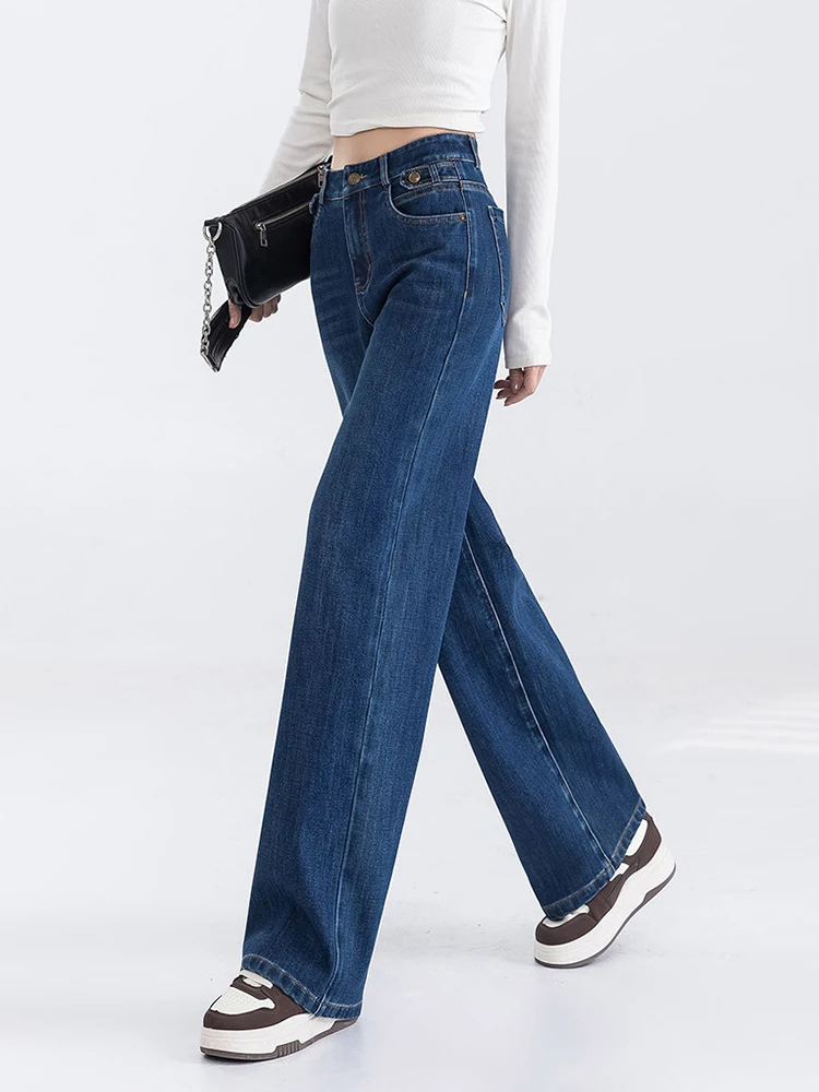 

Женская одежда Простые джинсы в стиле ретро с высокой талией Широкие свободные длинные брюки Женские джинсовые прямые брюки Mujer Повседневная мода в Корейском стиле