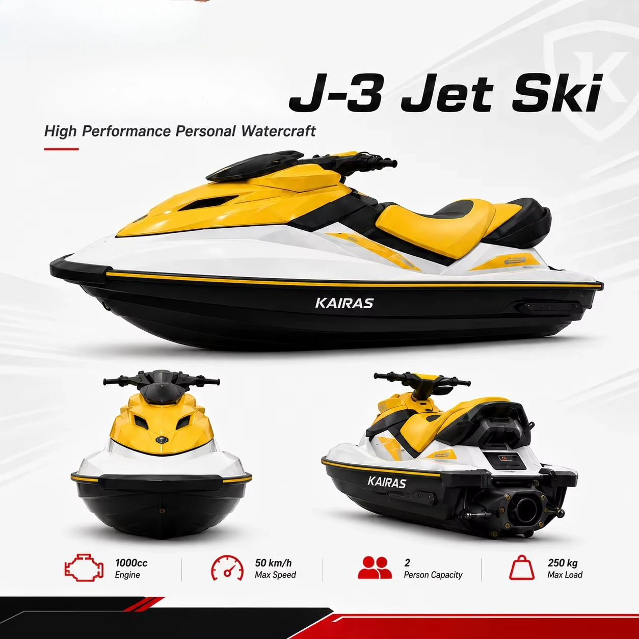 1000cc Jet Ski Personal Watercraft 2 Seater Water Scooter 50km/h Speed Powered Water Motorcycle