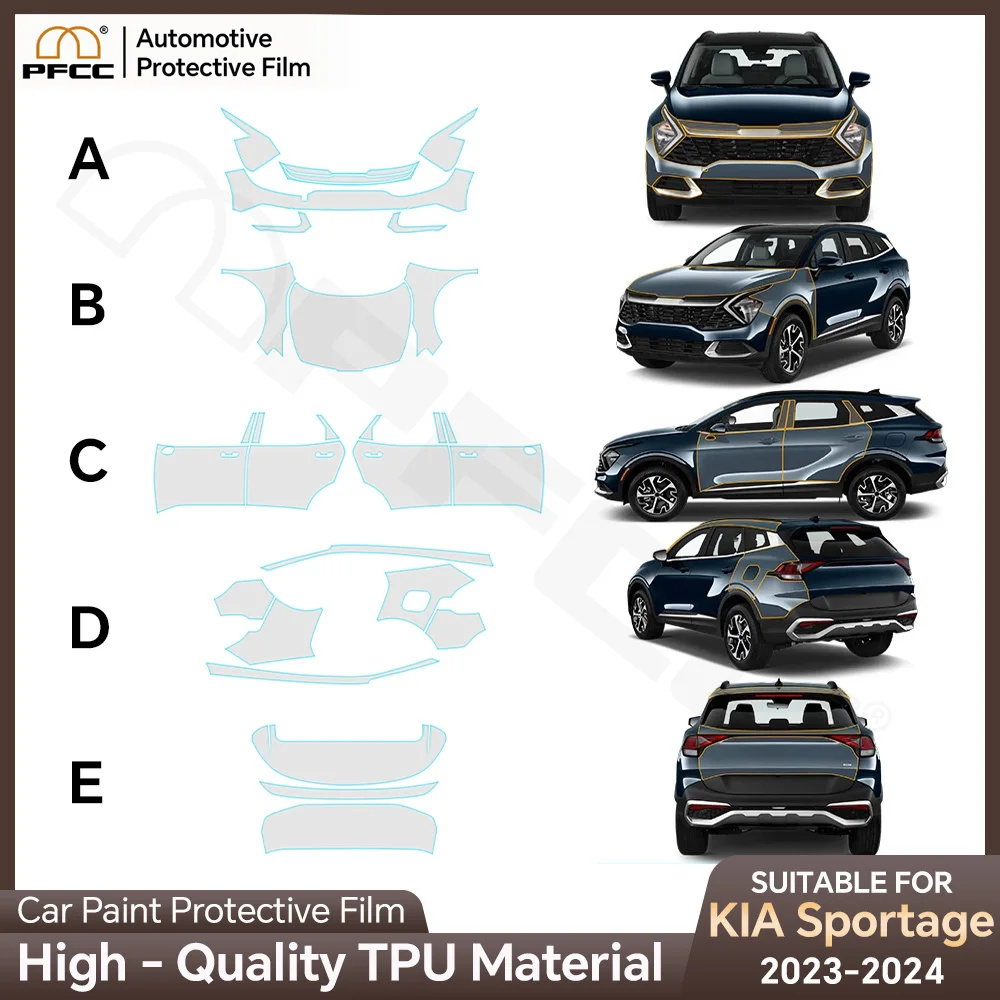 

PPF Pre Cut Clear Bra Transparent PPF TPU 8.5mil Paint Protection Film for KIA Sportage 2023 2024 Headlight Rearview Film