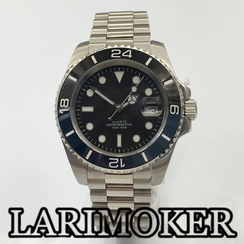 

LARIMOKER 40mm Men's Business Leisure Quartz Watch Ronda 515-24h Movement Silver Case With Waterproof Sapphire Glass Watch