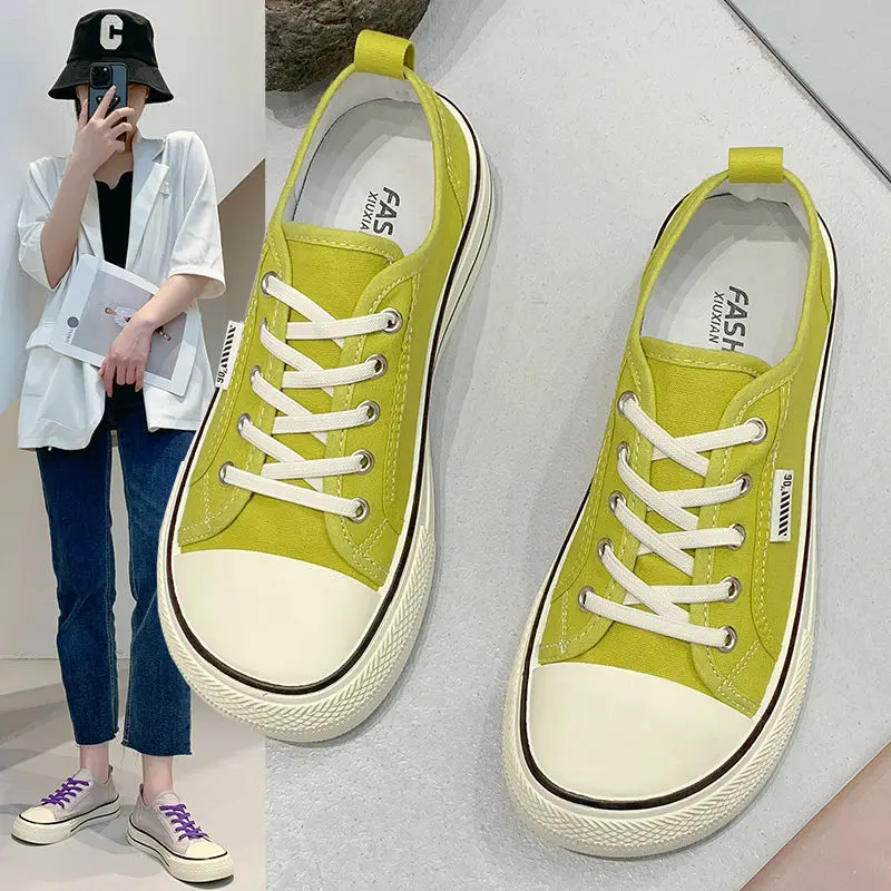 2024 Zapatillas Women's Classic Black Canvas Shoes Spring Flat Shoes Student Sneakers Girls Skateboard Vulcanized Tennis Womans