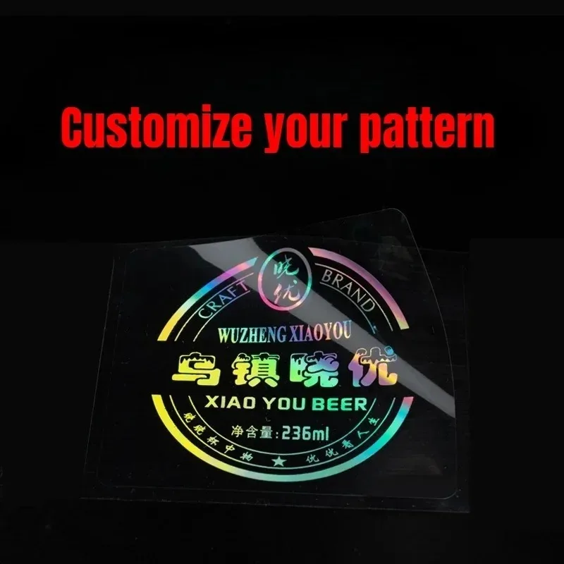 

3000 Pcs 5x2cm Custom Lipgloss Stickers Silver Holographic Logo Labels Customized Businss Name Rainbow Iriscentes Sticker
