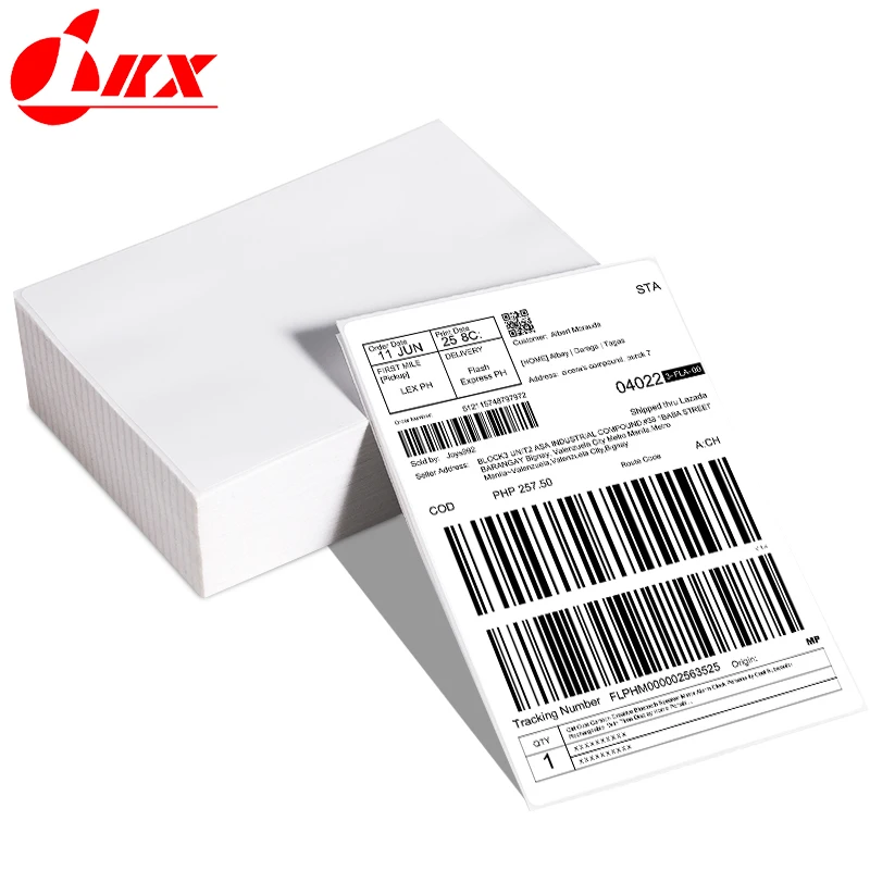 

LKX 4x6 Thermal Shipping Labels Material De Papel Shipping Barcode Sticker Fold Thermal Label for Label Maker Printer