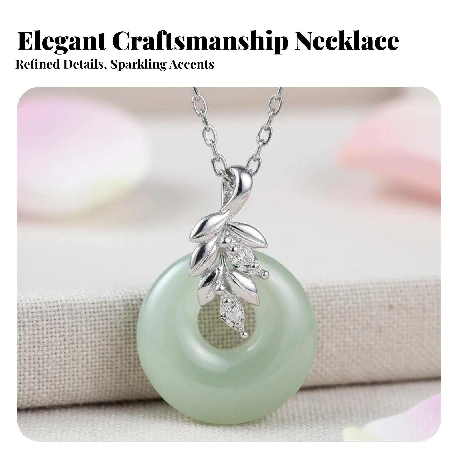 Chinese Jade Peace Buckle Necklace Handcrafted Elegance Chinese Jade Clavicle Chain Fashionable Fashion Accessory for Women,