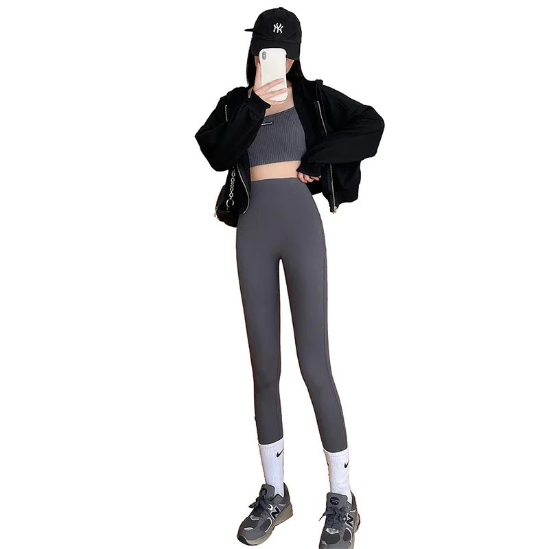 Plush Thickened Shark Skin Hip Leggings Women Wear Thin Legs Autumn Winter, Strong Pressure Warm Shaping Suspension Pants