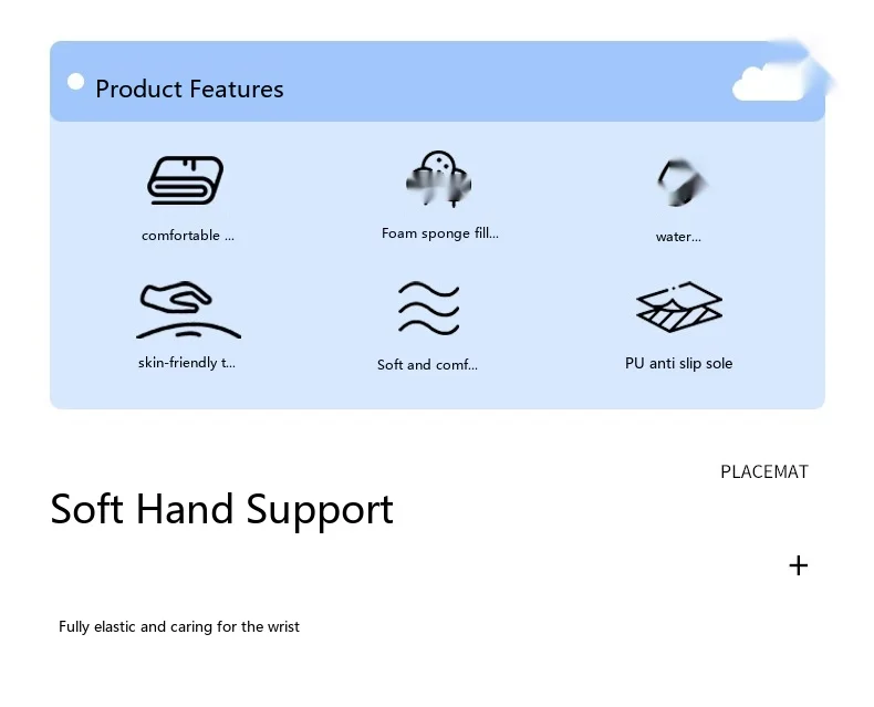 Cloud-Tastatur-Pad Ergonomisches Handgelenkauflagen-Set für Büro und Gaming, 3 Größen, 18 Designs – Detail 2