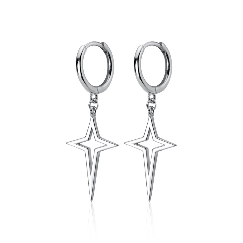 MODIAN Fashion 3 Color Big Cross Star Hoop Earring for Women Gift Pure 925 Sterling Silver Geometric Hook Earring Fine Jewelry