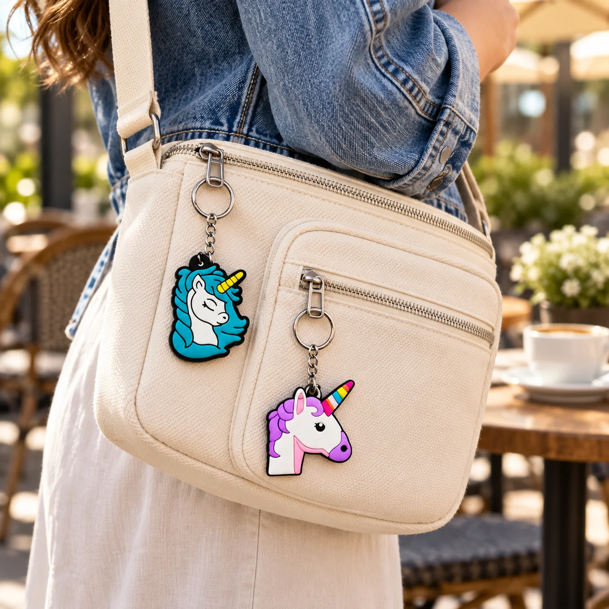 50/100pcs Cute Unicorn Keychain Set Colorful PVC Pendant Bag Charm Bulk Gift for Girls Kids Party Souvenir Favors Birthday