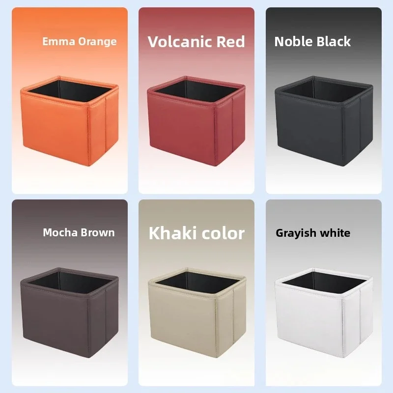 Car Trash Can PU Leather Material Waterproof Foldable Storage Bin Car Mounted Suspended Trash Can Automobile Internal Accessory