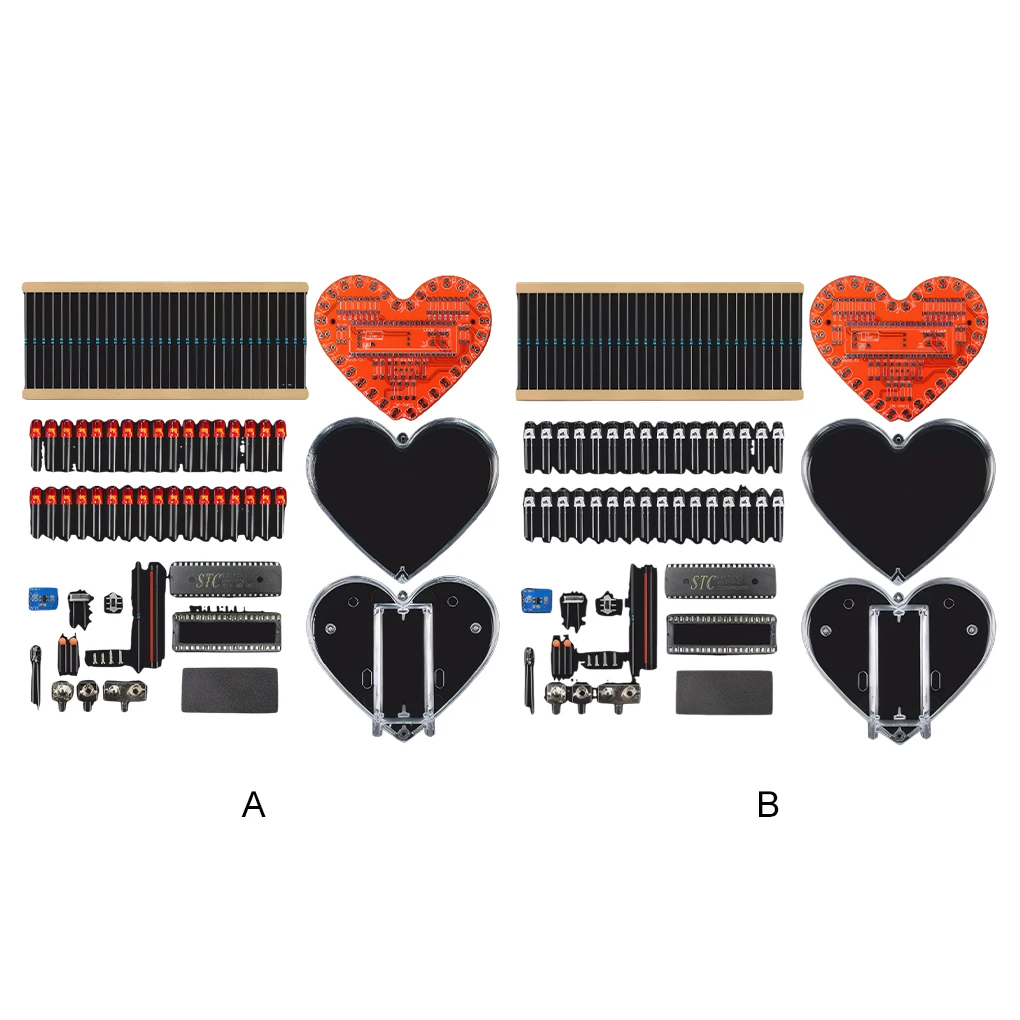 LED Heart-shaped Streamer DIY Electronics Kit Multicolor 51 Microcontroller RGB Colorful Love Heart Water Lamp Welding Training