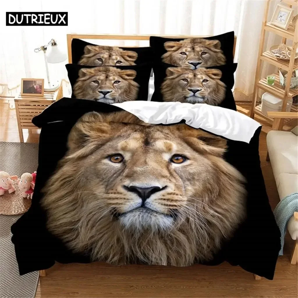 3D Lion Bedding Set Queen Bedding Duvet Cover Set Bedding Set Bed Cover Cotton Queen Bedroom Bed Cover