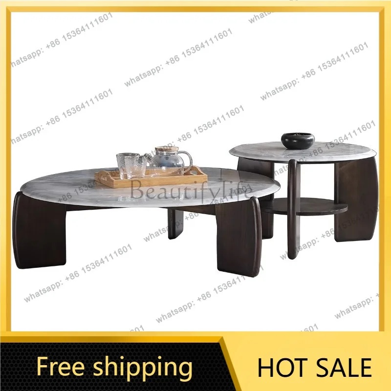LS Italian living room household light luxury size round designer high-end new super crystal stone coffee table