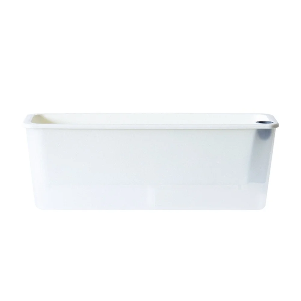 For Apartment Balcony Decor Rectangular Flower Pot White Dual-layer Structure Design Breathable Multi-hole Basket