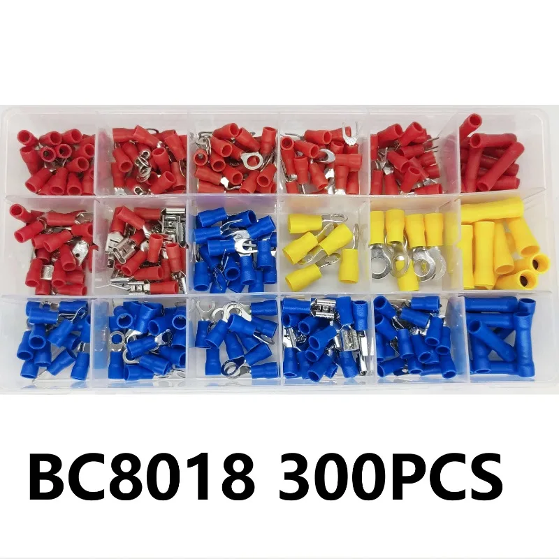 102PCS Insulated Cable Electrical Connector Wire Crimp Spade Butt Ring Fork Set Ring Lugs Rolled Terminals Assorted Kit