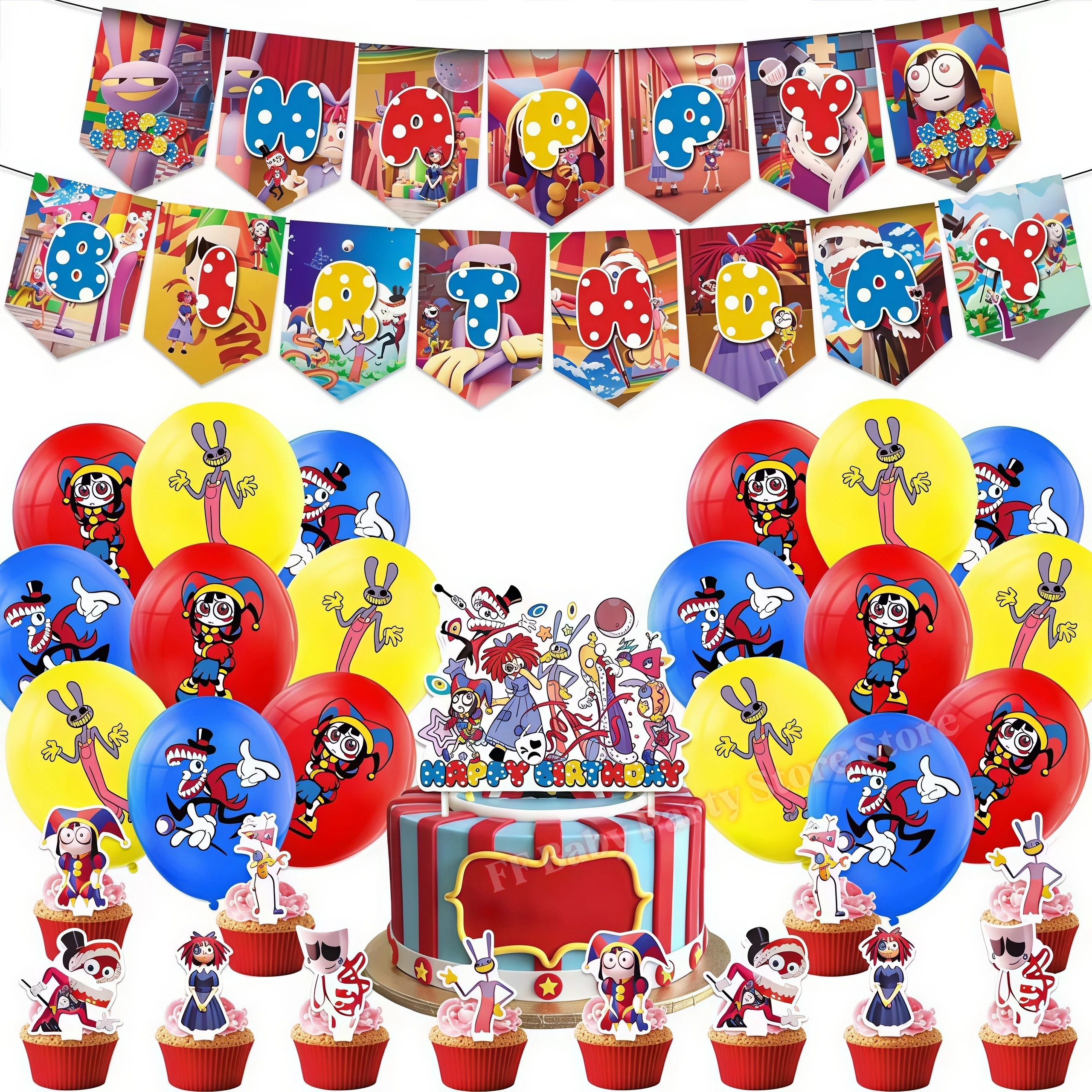 Erstaunliches Tischgeschirr Geburtstagsparty-Dekoration Digitales Zirkus-Ballon-Teller-Becher-Banner-Set Kinder-Geschenk Baby-Shower-Partyzubehör – Detail 19