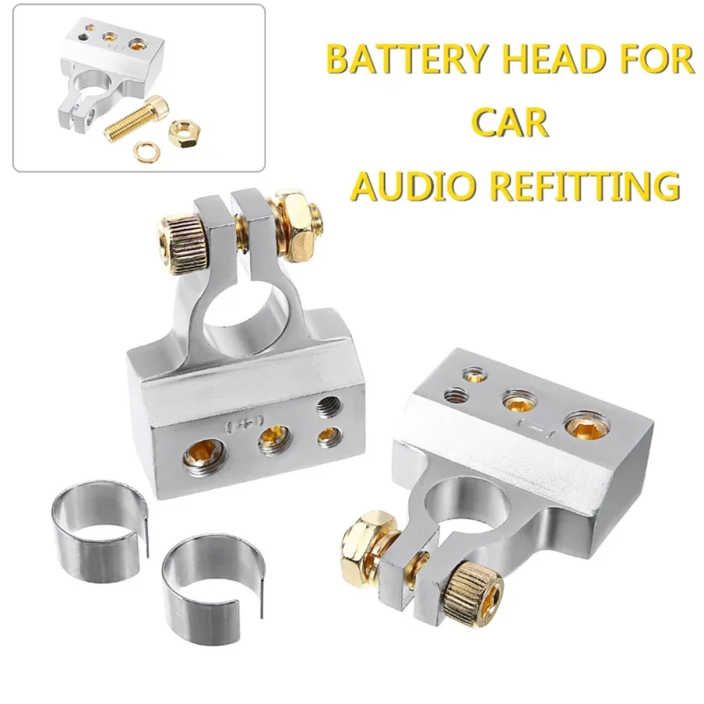 2pcs for Auto Car Zinc Alloy Battery Terminal Set Positive Negative Battery Clamp Terminal 4 Wiring Outlets With Cover