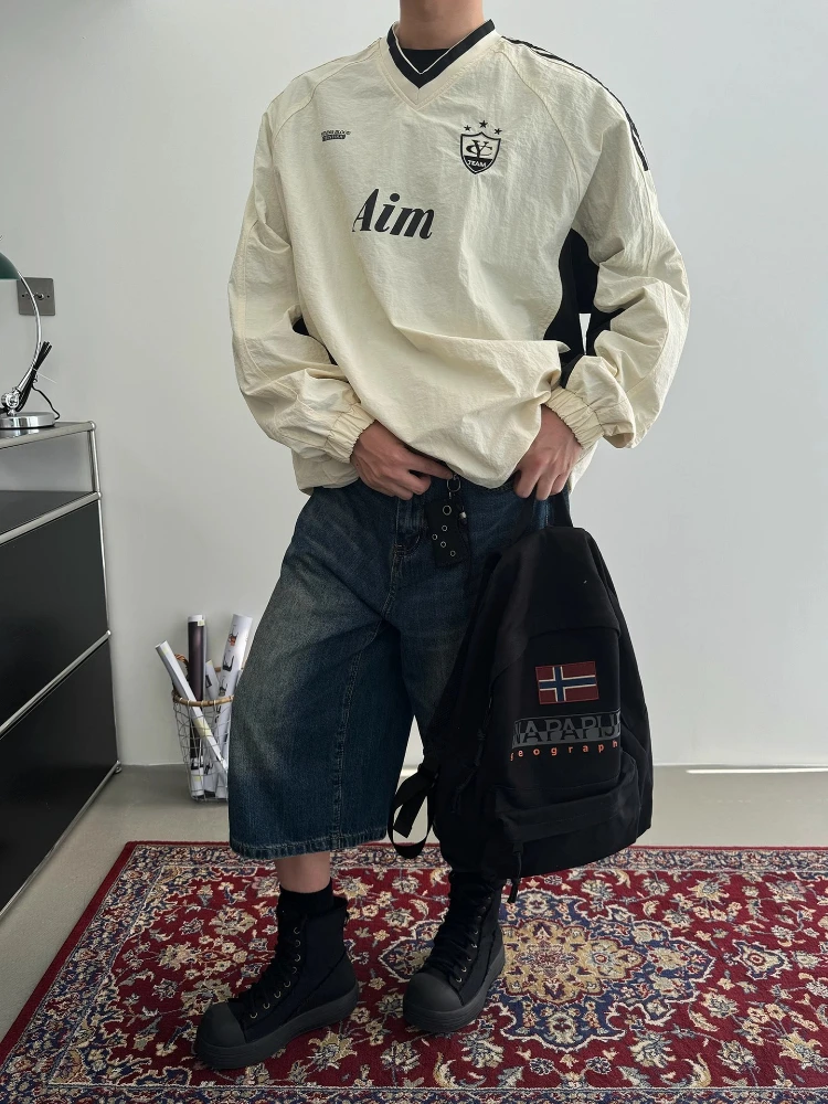 Y2K винтажный свитшот бейсбольный трикотаж женские футболки большого размера ретро американская уличная одежда пуловер корейские модные толстовки унисекс