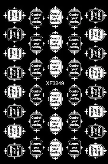 검은 흰색 문자 네일 아트 스티커 손톱 아트 장식을위한 추상 얼굴 라벨 슬라이더 DIY 단어 디자인 UV 젤 매력