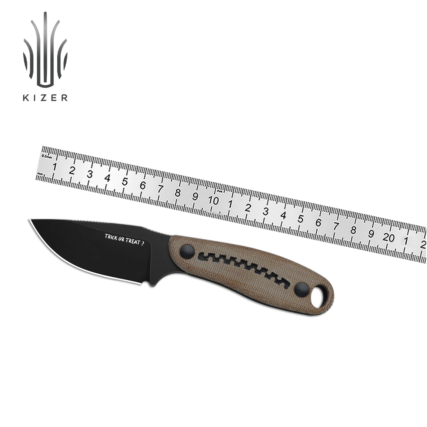 Kizer Fixed Blade Knife Hare 1077HW1 Micarta&G10 Handle with Nitro V Steel Blade Fixed Knives for Hunting