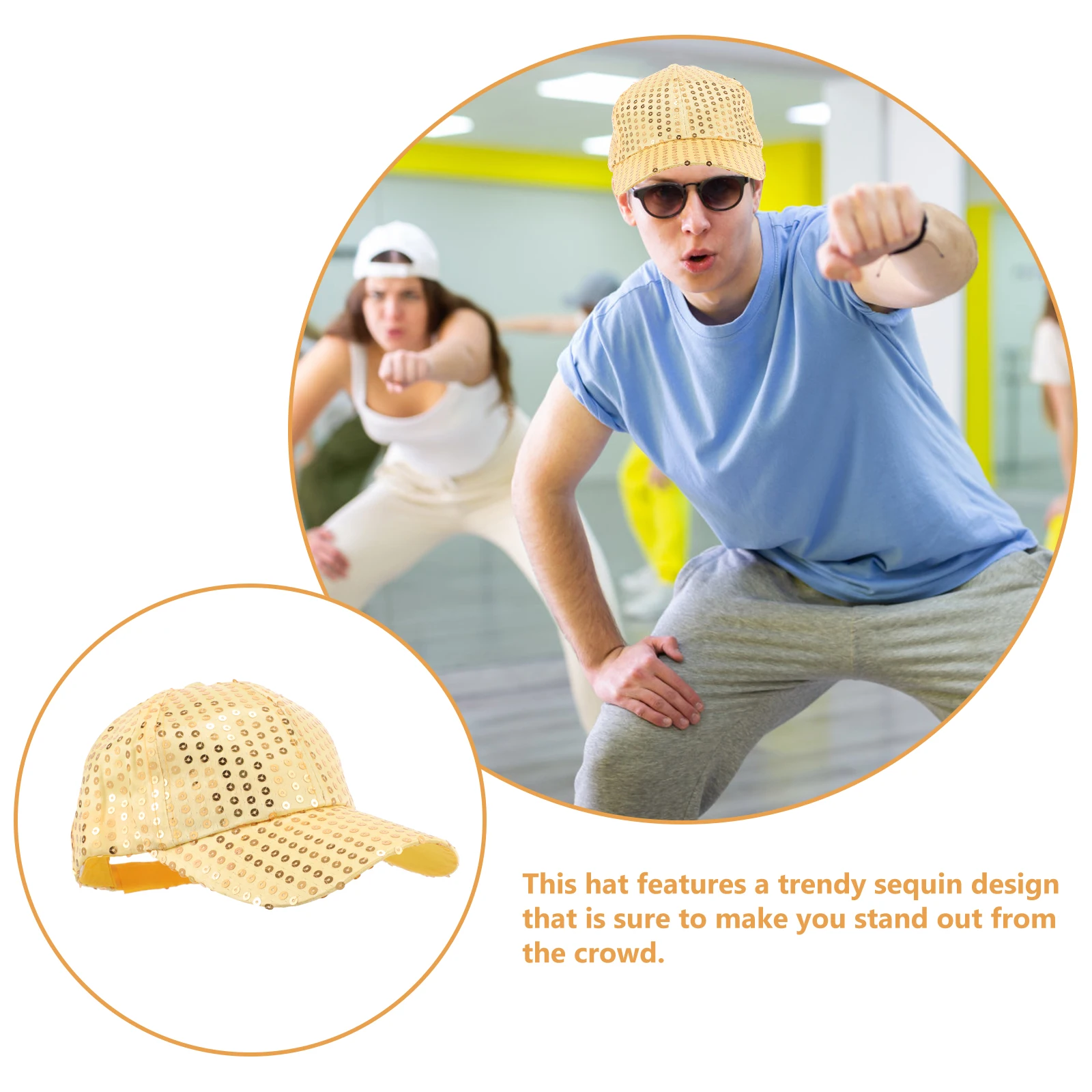 

Sequin Baseball Cap Shiny Glitter Hat for Women Party Carnival Adjustable Golden Comfortable Breathable Performance
