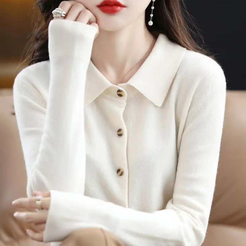 Multiple Bright Colors Thick Single Breasted Autumn Winter Solid Cashmere Cardigan Women Turn Down Collar Straight Sweaters Coat