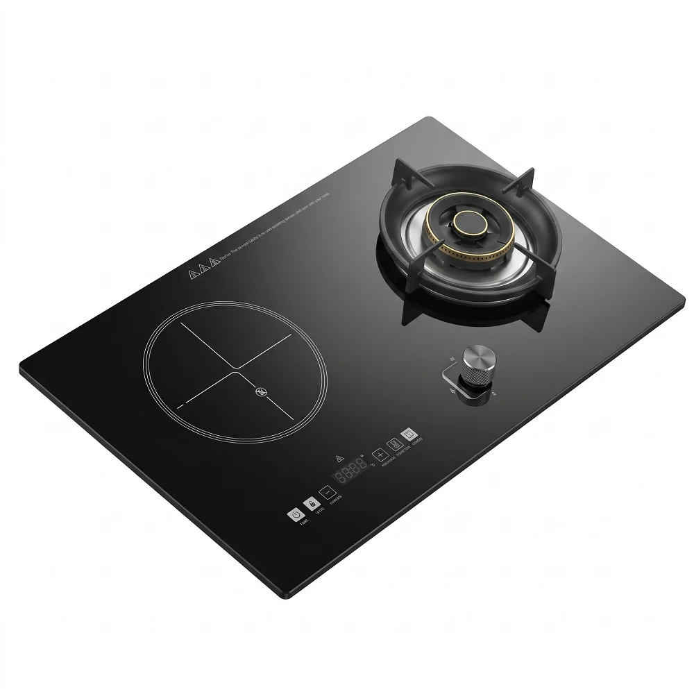 Built-in Mixed Gas and Electric Induction Stove Tempered Glass Surface Energy Saving Knob Control Table Household