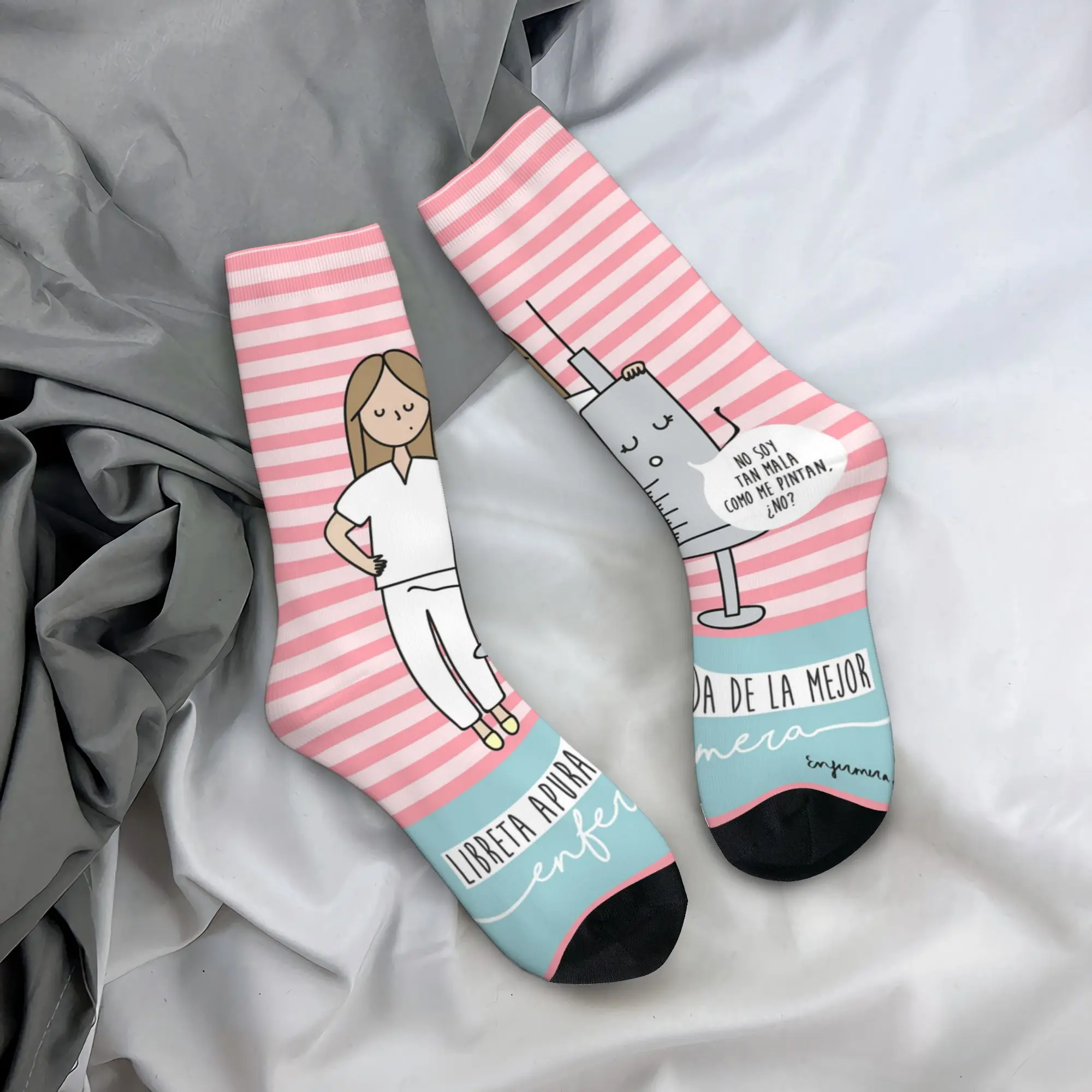 Enfermera En Apuros Doctor Nurse Medicine Funny Crazy Sock for Men Women Breathable Cartoon Sock Spring Summer Autumn Winter