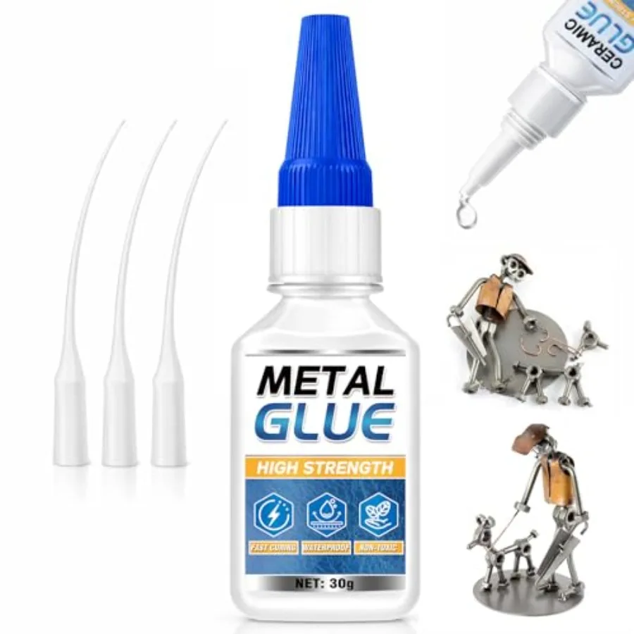 Metal Glue, Super Glue for Metal 30g Heavy Duty Instant Adhesive, Fast Drying Clear CA Adhesive for Stainless Steel, Aluminum,