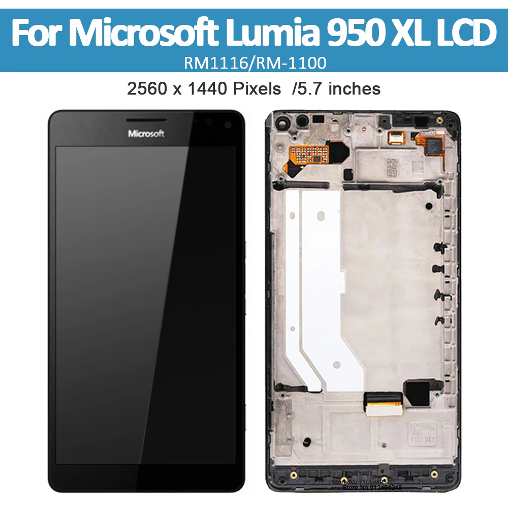 Original AMOLED For Microsoft Nokia Lumia 950 XL Touch Screen Digitizer Panel Assembly For RM1116 RM1100 LCD Display Replacement