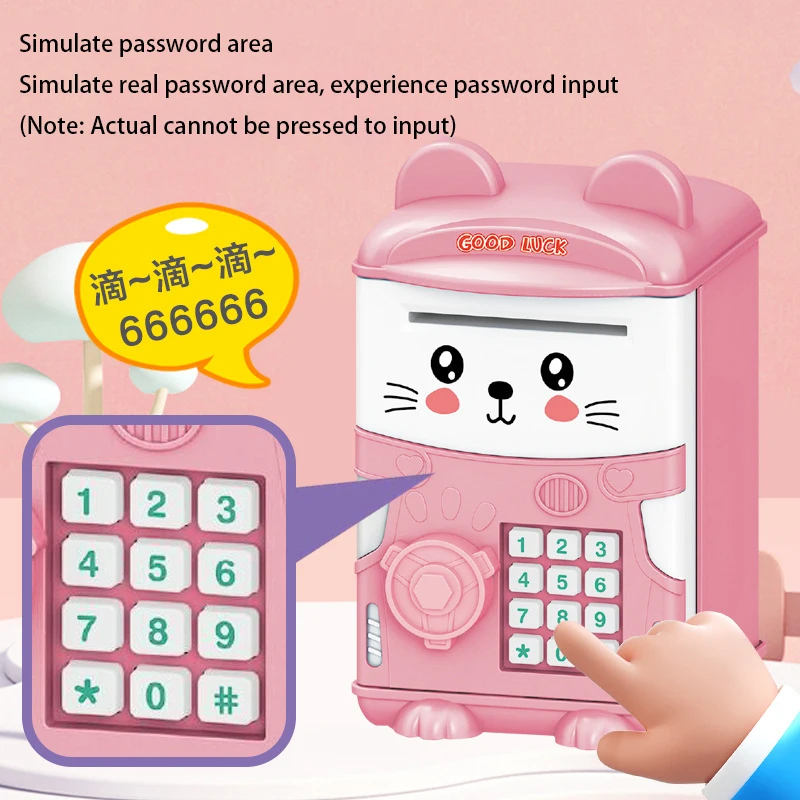 ตู้เซฟออมสินแบบกลไกอัตโนมัติขนาดเล็ก พร้อมรหัสผ่าน ตัวนับเหรียญ กุญแจล็อค ของขวัญสำหรับเด็ก