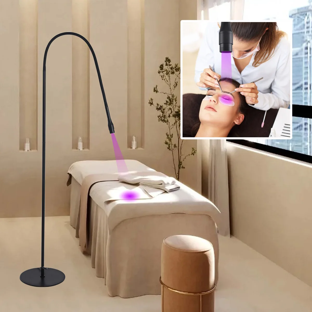 フロアランプ UV-LED 接着剤硬化ランプ美容ネイルまつげつけまつげ移植フットランプ LED 光線療法ランプ接着剤速乾性